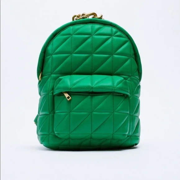 NWT Zara luxury minimalist faux leather quilted backpack chunky chain handle Multi-Pocket Chainstrap Quilted Backpack - 0cm main image 3